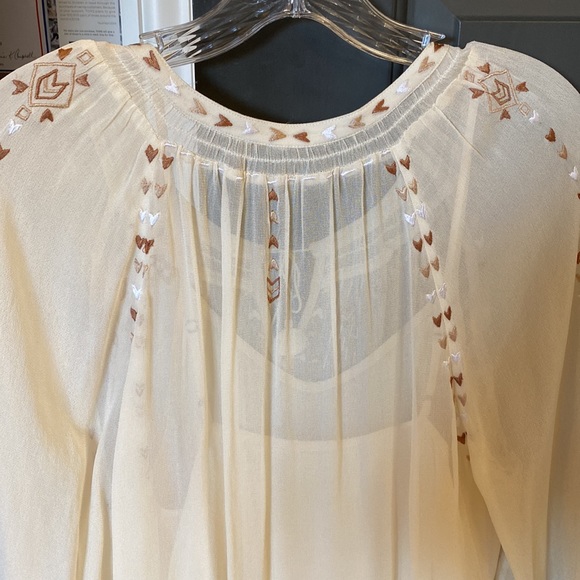 Chan Luu White Embroidered Sheer Peasant Dress - Picture 5 of 5